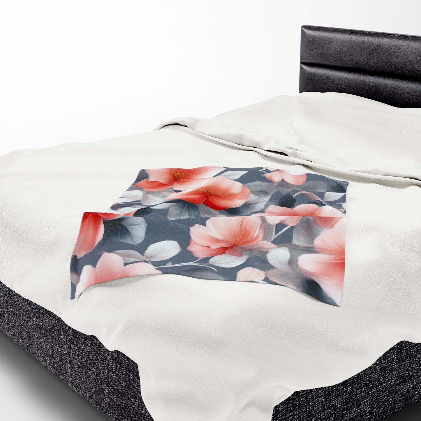 Red Blossom Floral Bunch Velveteen Plush Blanket, 30" x 40"