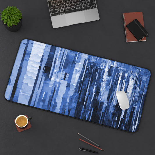 Striped Deep Blue 16" x 32" Desk Mat