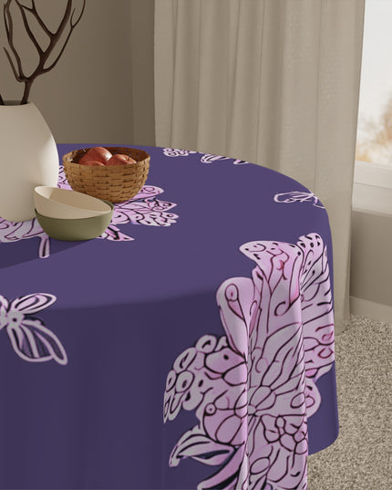 Magenta Floral Butterflies Tablecloth, 55" x 55"
