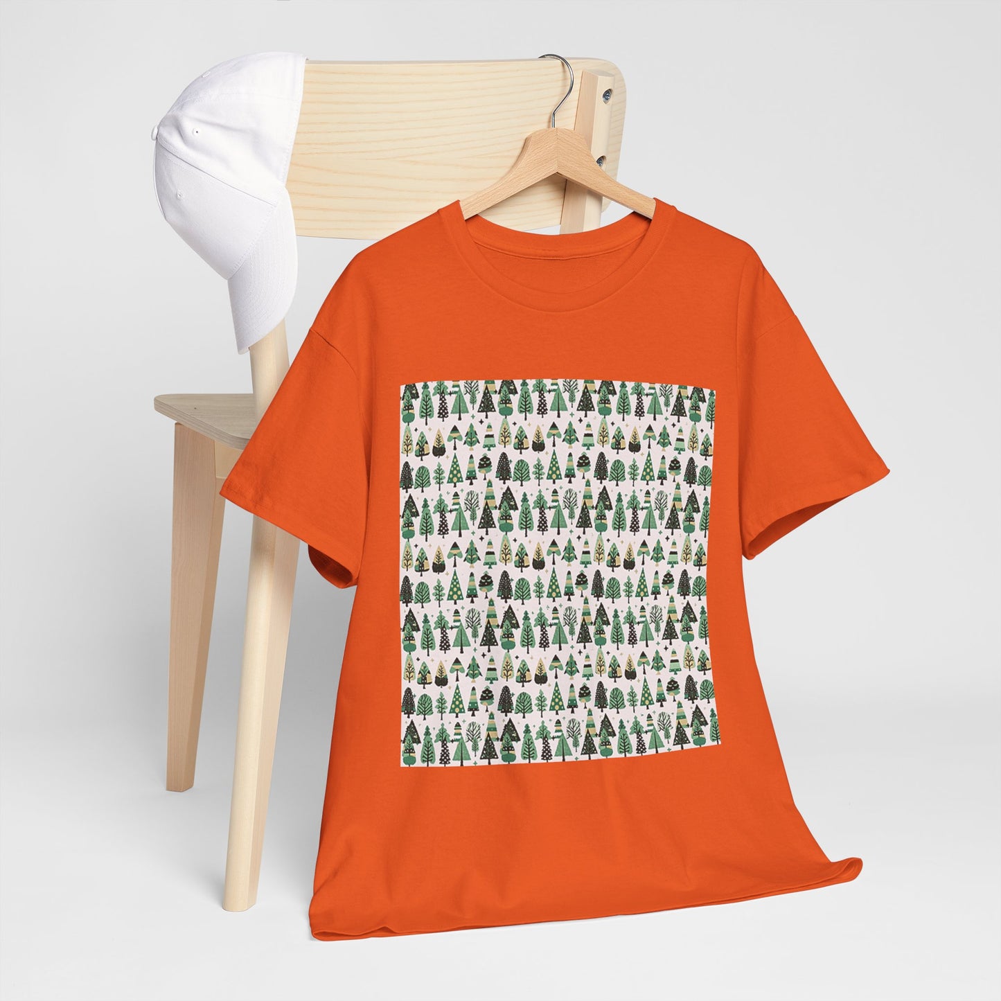 Mini Vintage Green Trees Unisex Heavy Cotton Tee, Medium