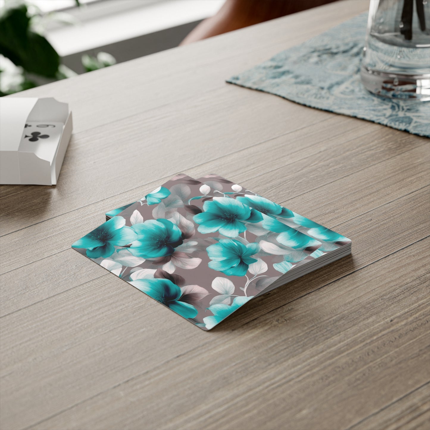 Tif Green Gray Floral Bunch Poker Cards