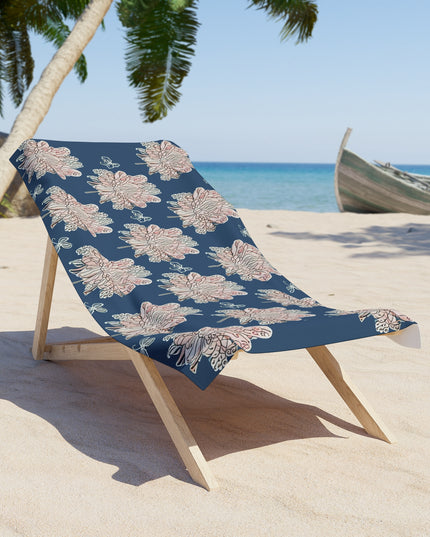 Rose White Floral Butterflies 30" x 60" Beach Towel