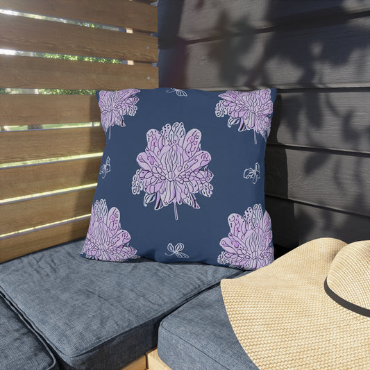 Purple White Floral Butterflies 18" x 18" Outdoor Pillow