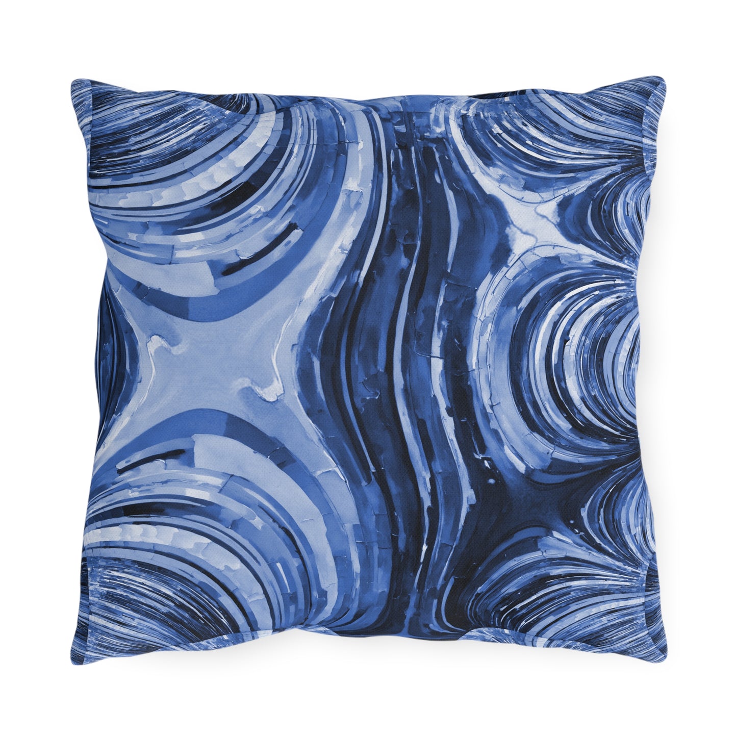 Uzi Spiral Deep Blue Outdoor Pillow, 16" x 16"