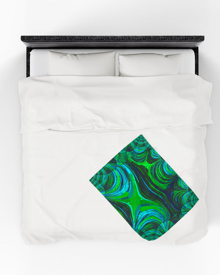 Uzi Spiral Blue Green Velveteen Plush Blanket, 30" x 40"