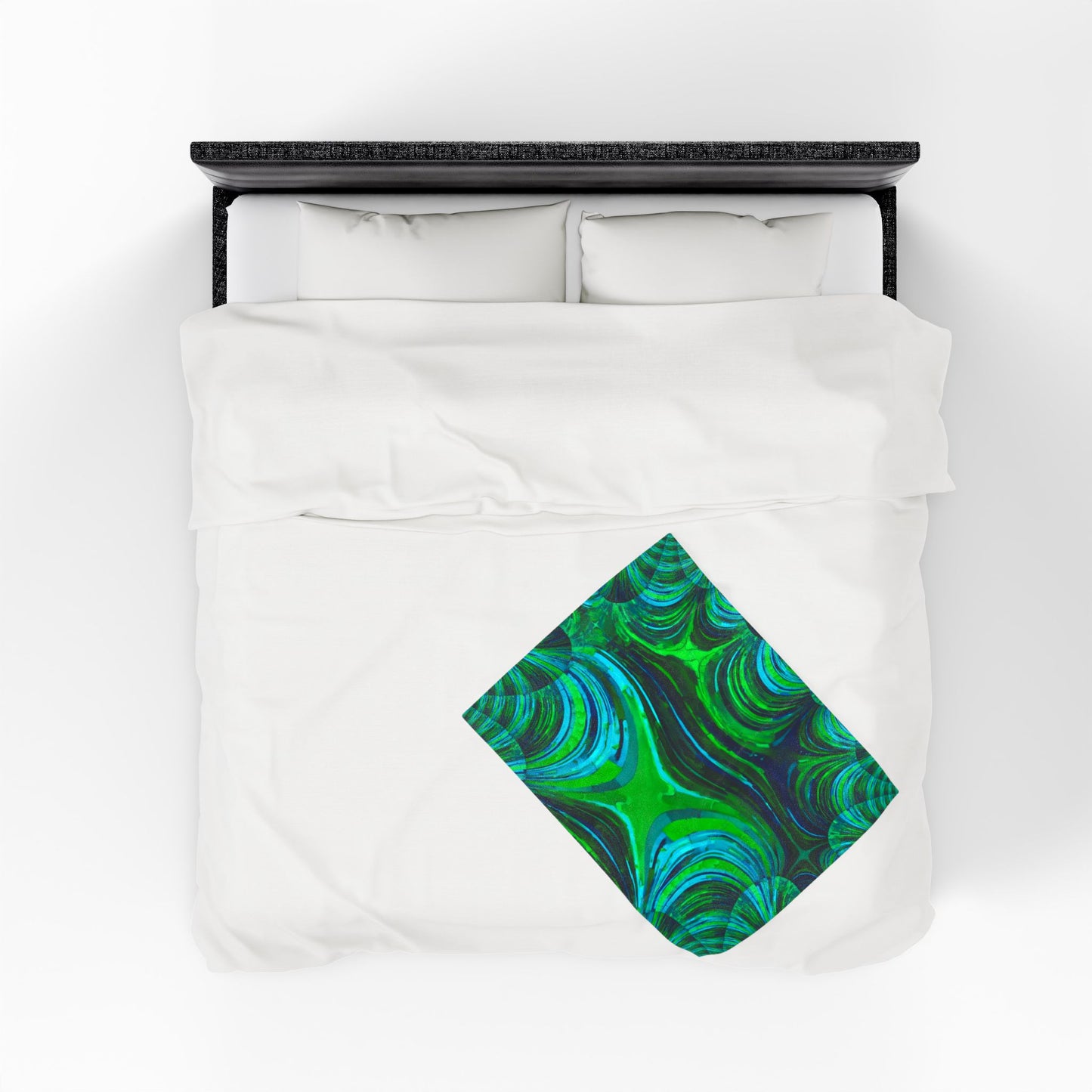 Uzi Spiral Blue Green Velveteen Plush Blanket, 30" x 40"