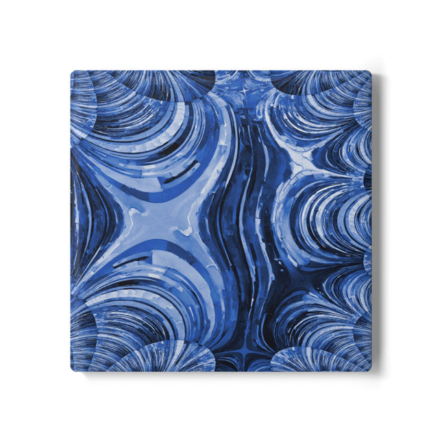 Uzi Spiral Deep Blue 4" x 4" Square Ceramic Coaster
