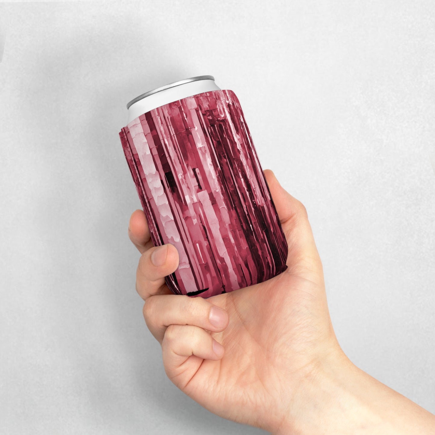 Striped Ruby 12 oz Can Cooler Sleeve
