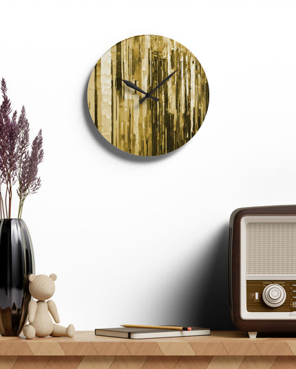 Striped Light Brown Acrylic Wall Clock, Round or Square, 10.75" x 10.75"