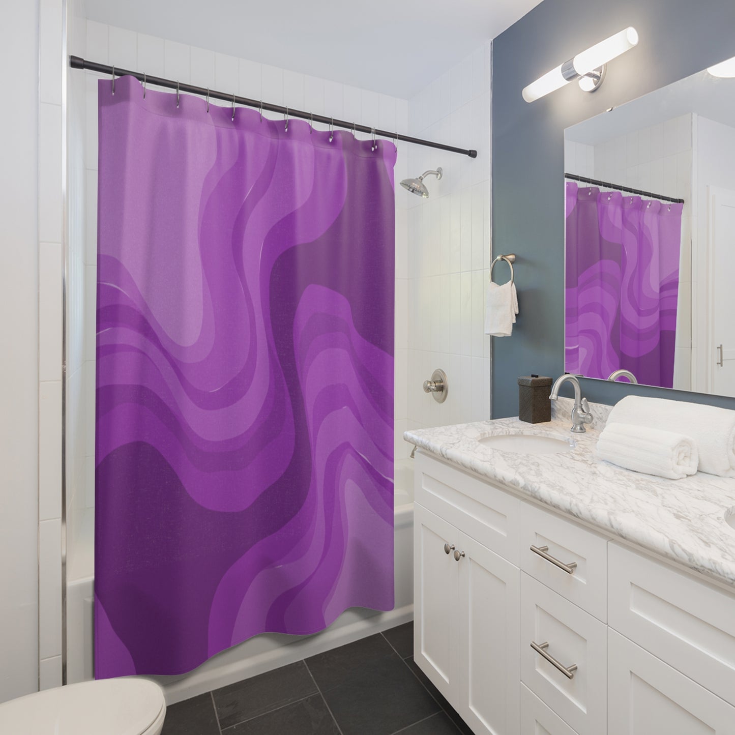 Wavey Purple Wavey Shower Curtains, 71" x 74"