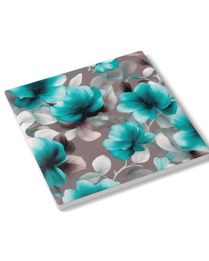 Tif Green Gray Floral Bunch Square Ceramic Coaster, 4" x 4"