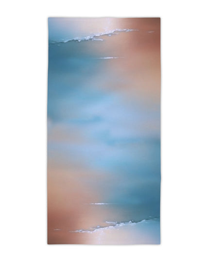 Blue Sea Peach Fog Beach Towel, 30" x 60"