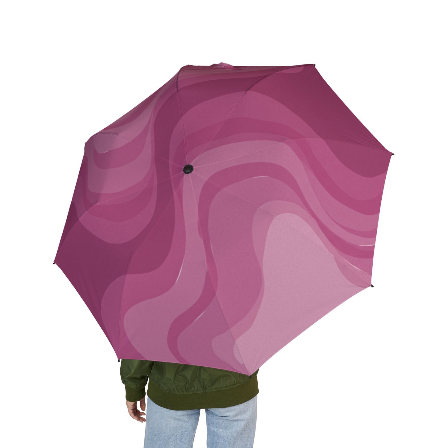 Pinky Mauve Wavey Foldable Umbrella - Compact & Chic