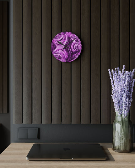 Uzi Spiral Powder Lavender Acrylic Round Wall Clock, 8" x 8"