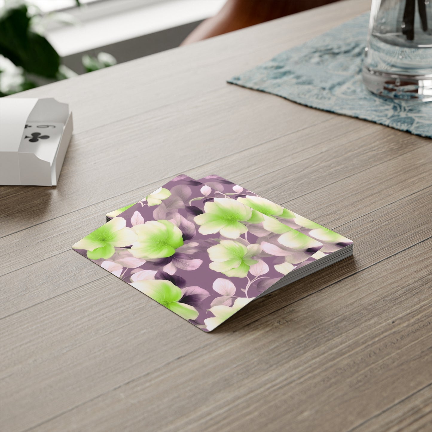 Lime Lavender Floral Bunch Poker Cards