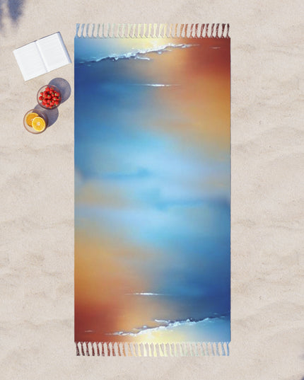 Blue Sea Red Orange Fog 38" × 81" Boho Beach Cloth