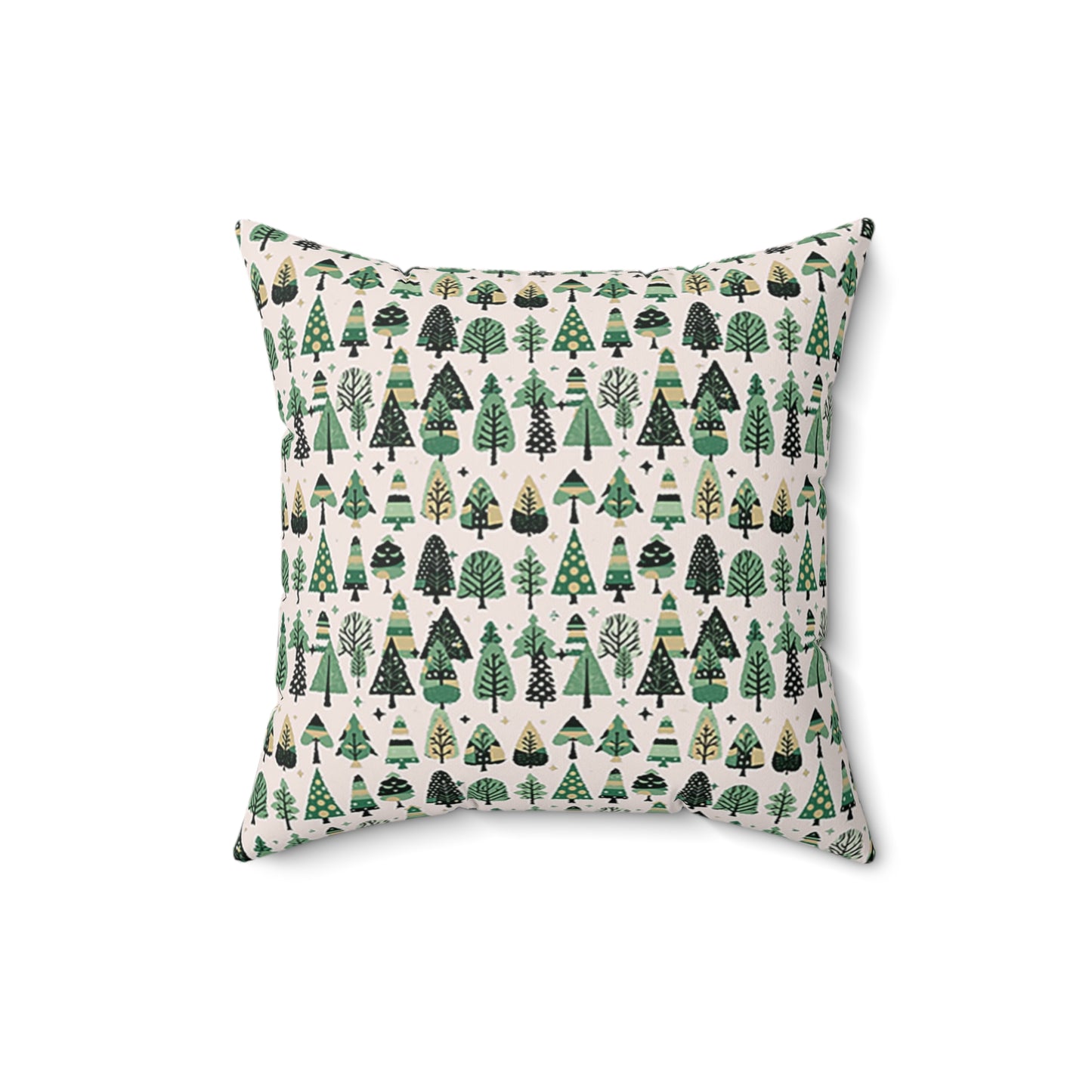 Mini Vintage Green Trees 16" x 16" Faux Suede Square Pillow