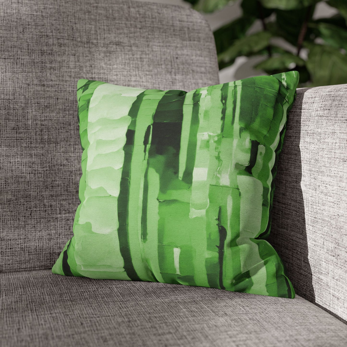 Striped Mint Pastel Spun Polyester Square Pillowcase, 14" x 14"