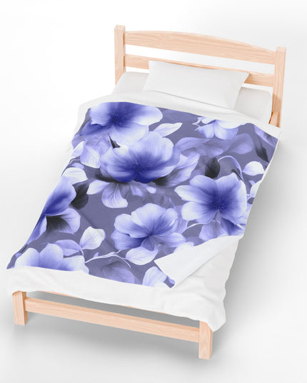 Indigo Blossom Floral Bunch Velveteen Plush Blanket, 50" x 60"