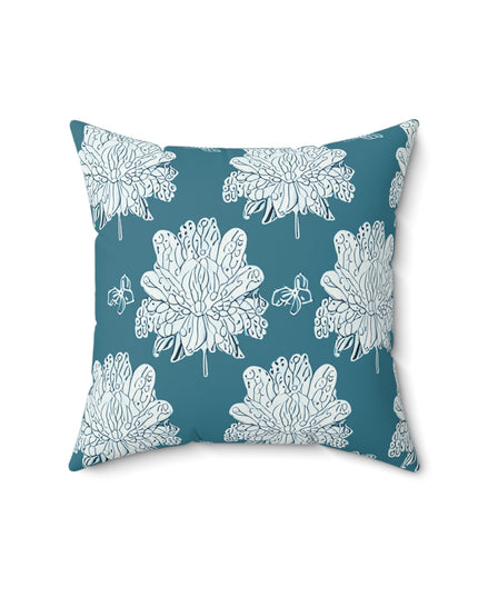 Tif Green White Floral Butterflies 16" x 16" Faux Suede Square Pillow