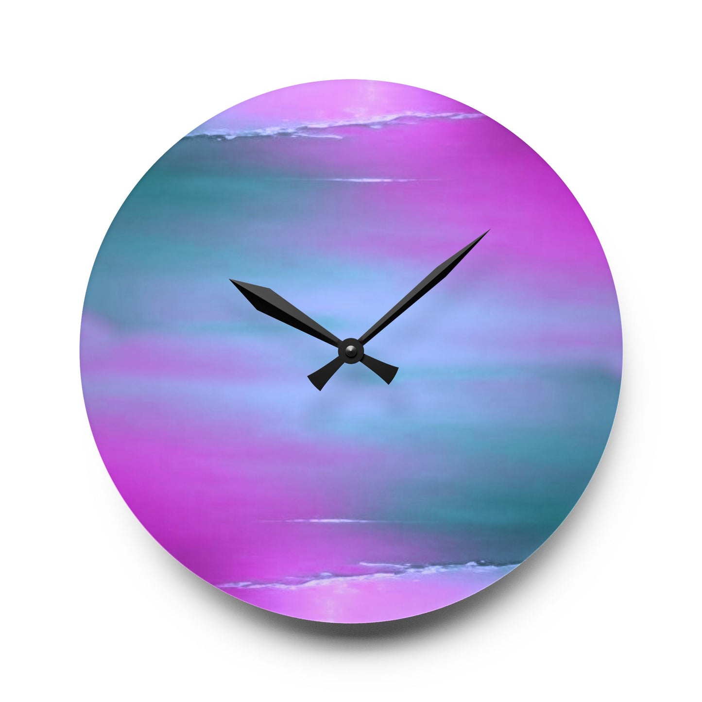 Dark Blue Green Sea Purple Fog Acrylic Wall Clock, Round or Square, 10.75" x 10.75"