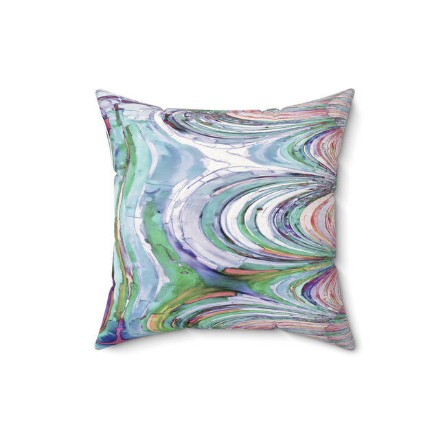 Uzi Spiral Pastels Faux Suede Square Pillow,  16" x 16"