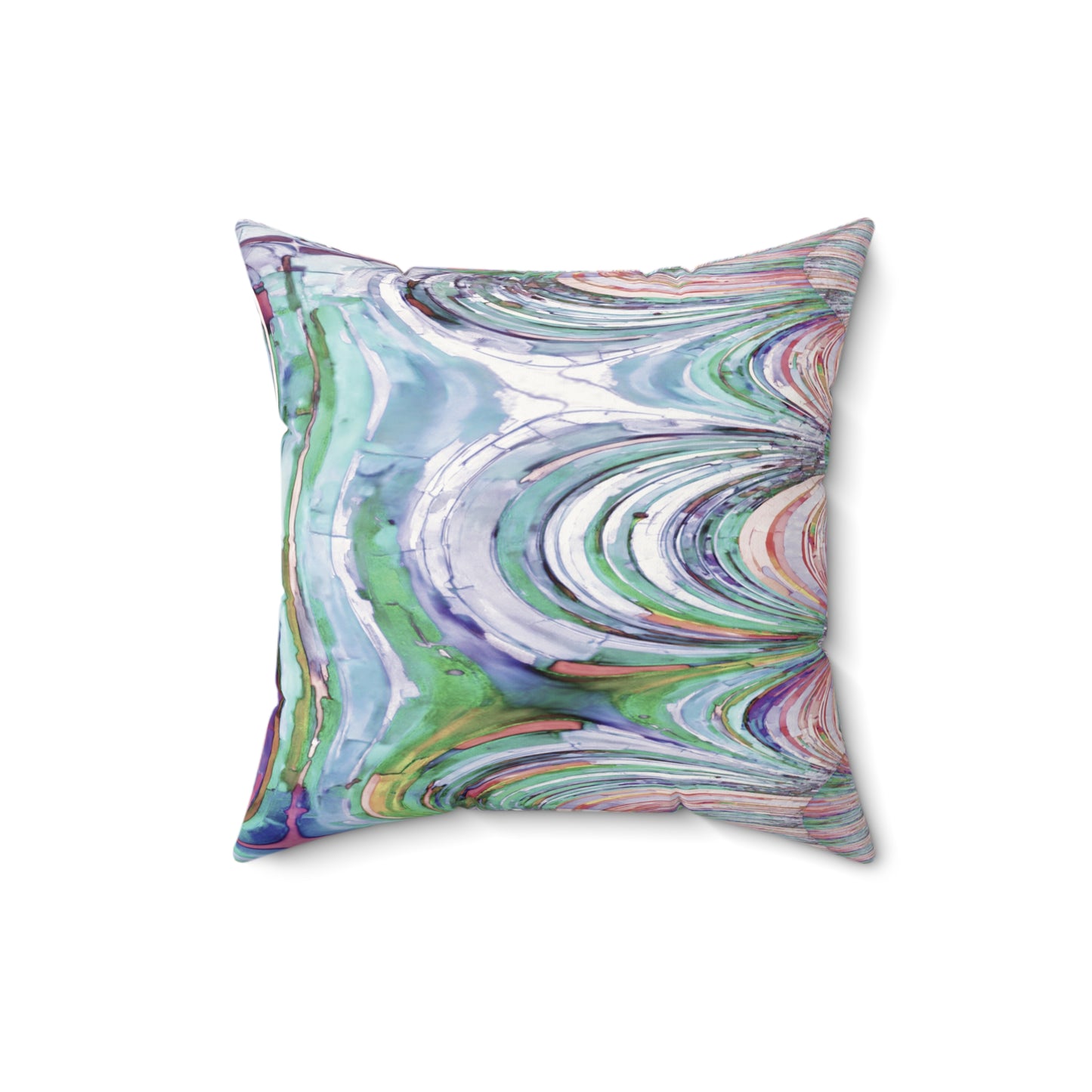 Uzi Spiral Pastels Faux Suede Square Pillow,  16" x 16"