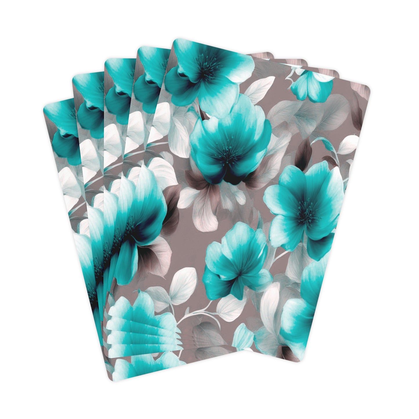 Tif Green Gray Floral Bunch Poker Cards