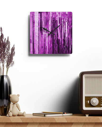 Striped Powder Lavender Acrylic Wall Clock, Round or Square, 10.75" x 10.75"