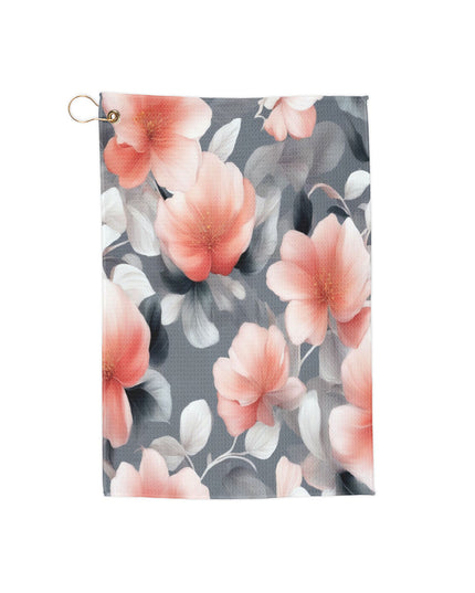Red Blossom Floral Bunch Golf Towel, 16" x 24"