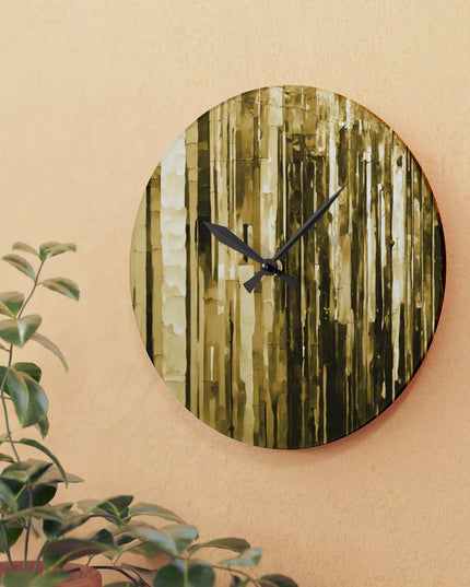 Striped Light Brown Acrylic Wall Clock, Round or Square, 10.75" x 10.75"