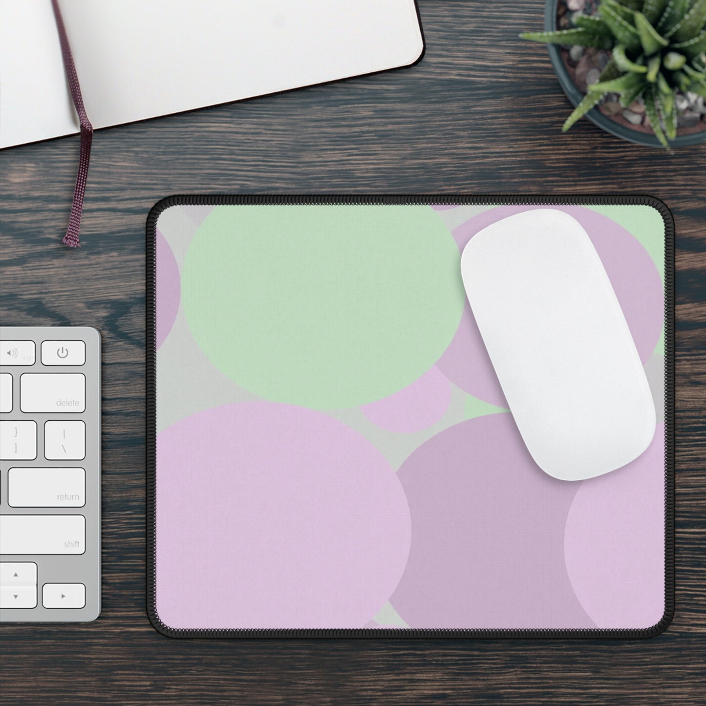 Pastel Lavender Purple and Soft Green Patches 9" x 7" Gaming Mouse Pad