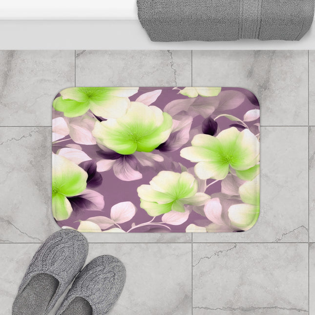 Lime Lavender Floral Bunch 24" x 17" Bath Mat