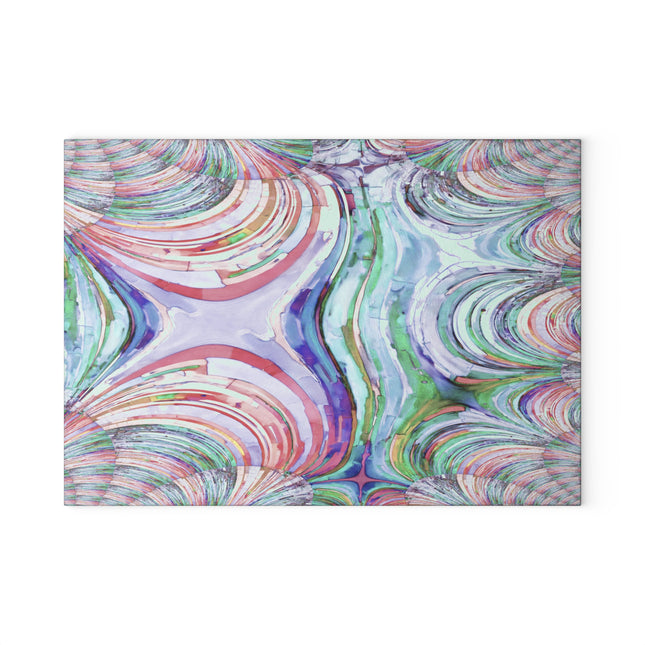 Uzi Spiral Pastels 8" x 11" Glass Cutting Board