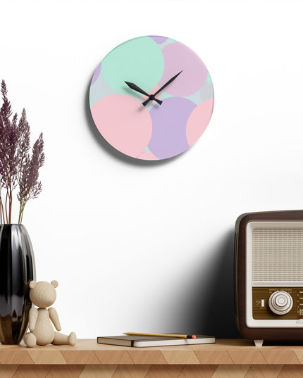 Pastel Peach and Soft Green Patches Acrylic Wall Clock, Round or Square, 10.75" x 10.75"