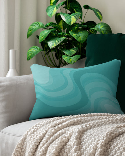 Tif Green Wavey Spun Polyester Lumbar Pillow, 20" x 14"