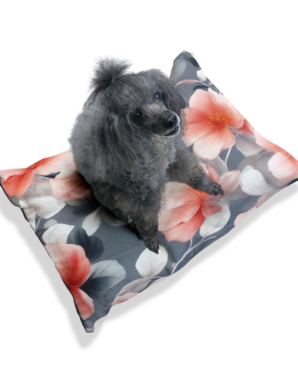 Red Blossom Floral Bunch Pet Bed, 28" × 18"
