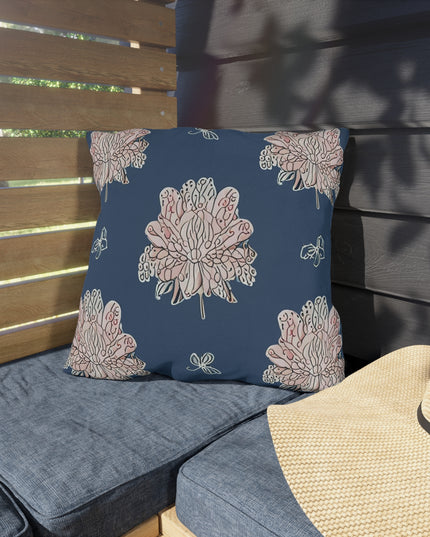 Rose White Floral Butterflies 18" x 18" Outdoor Pillow