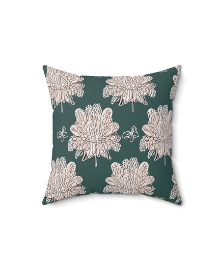 Soft White Floral Butterflies 14" x 14" Faux Suede Square Pillow