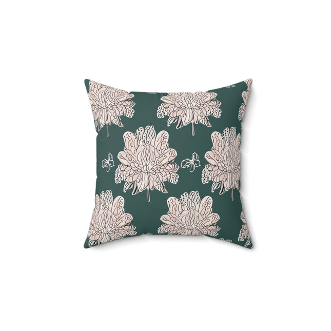 Soft White Floral Butterflies 14" x 14" Faux Suede Square Pillow