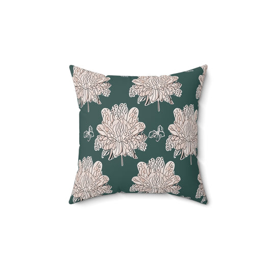 Soft White Floral Butterflies 14" x 14" Faux Suede Square Pillow