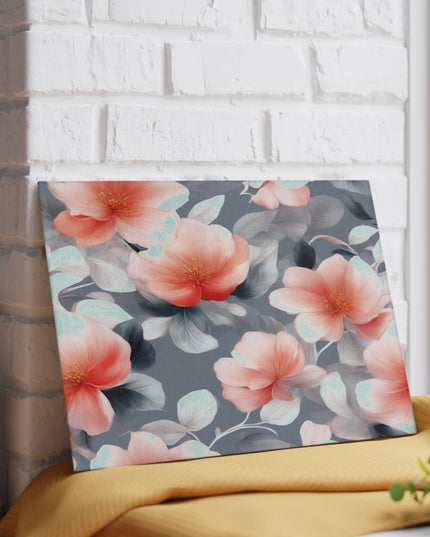 Red Blossom Floral Bunch Glass Cutting Board, 8" x 11"