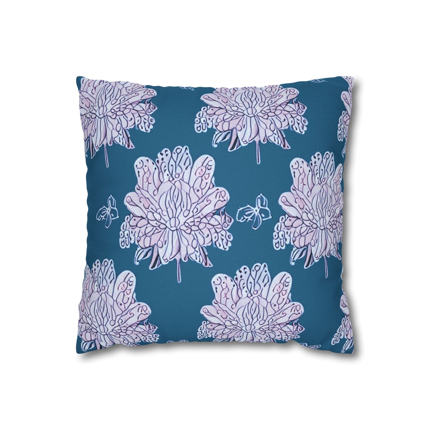 Lavender Floral Butterflies Spun Polyester Square Pillowcase, 14" x 14"