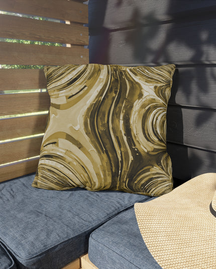 Uzi Spiral Light Brown Outdoor Pillow, 18" x 18"