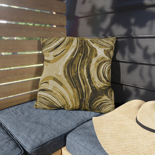Uzi Spiral Light Brown Outdoor Pillow, 18" x 18"