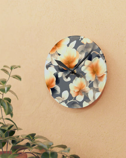 Soft Blossom Floral Bunch Acrylic Round Wall Clock, 8" x 8"