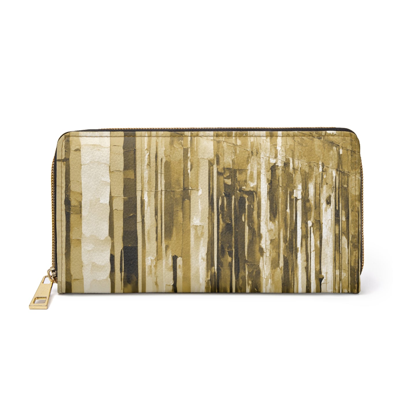 Striped Light Brown Elegant Abstract Zipper Wallet - Stylish & Functional Accessory for Everyday Use