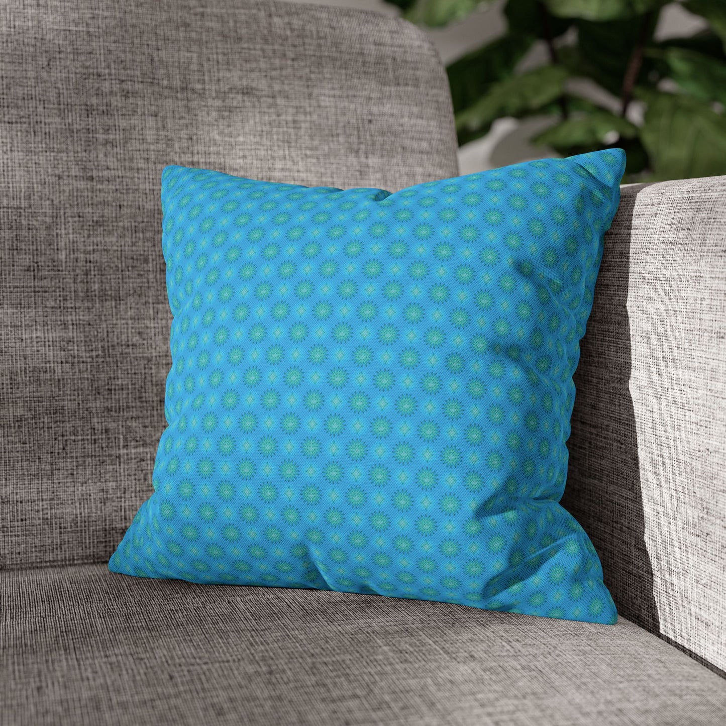 Light Blue Star-crossed Bodies Spun Polyester Square Pillowcase, 14" x 14"