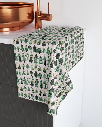 Mini Vintage Green Trees Hand Towel, 16" x 28"