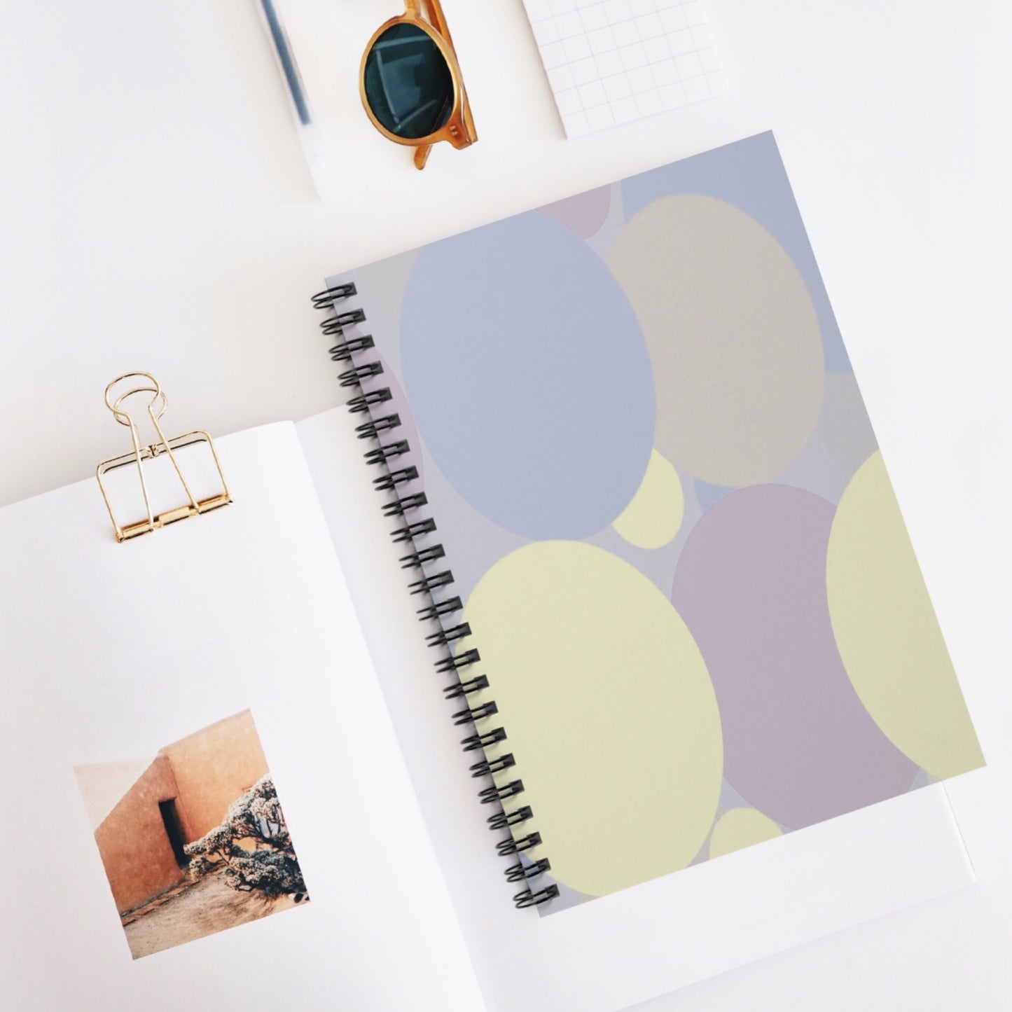 Pastel Soft Blue and Soft White Patches Spiral Notebook - Ruled Line, 6" x 8", 118 pages